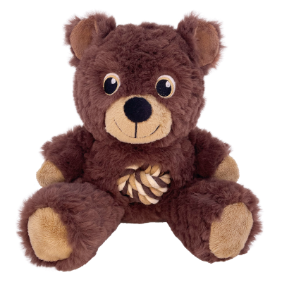 KONG Knots Teddy Bear - Knotted Rope Tummy and Tail - Soft Plush Dog Toy (Small)
