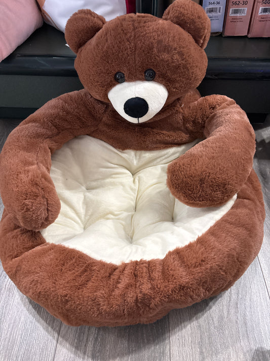 Brown Bear Pet Bed, Cotton, S, Machine Washable, for Small and Medium Dogs and Cats