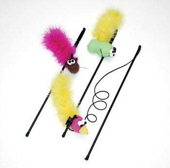 Spot 02520 Feather Boa Toy With Wand & Catnip Assorted Styles