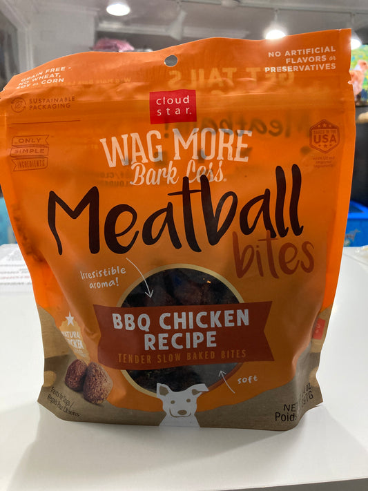 Cloud Star Wag More Bark Less Grain Free Meatball Bites, BBQ Chicken Recipe, 14 oz.