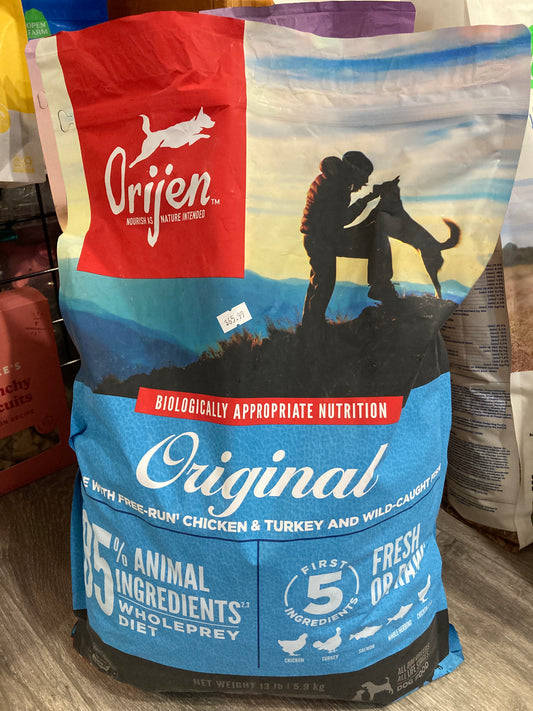 ORIJEN Original Dry Dog Food, Made With Free-Run Chicken & Turkey And Wild-Caught Fish Grain Free Dog Food for All Life Stages, Fresh or Raw Ingredients, 13 lb
