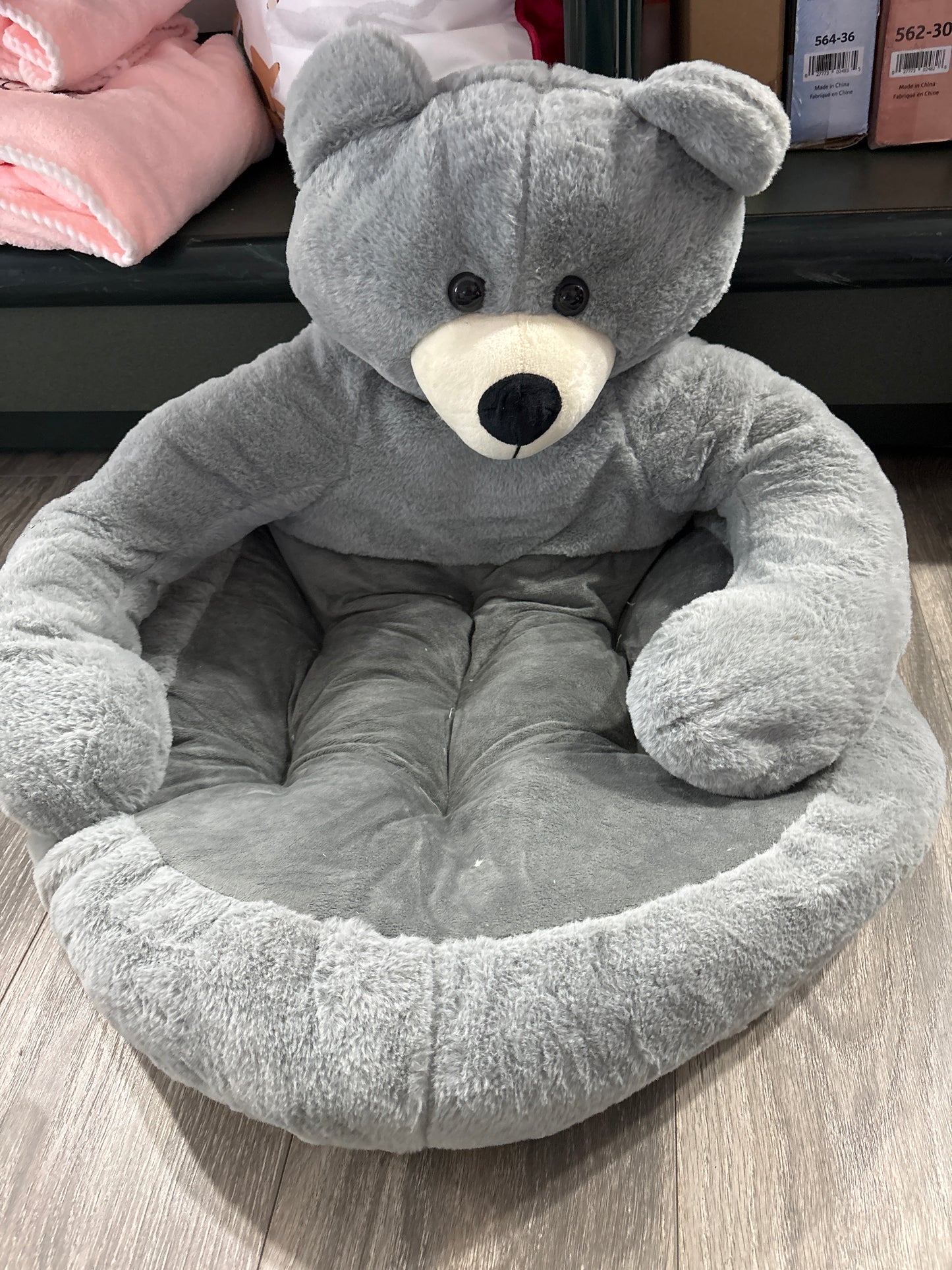 Gray Bear Pet Bed, Cotton, S, Machine Washable, for Small and Medium Dogs and Cats