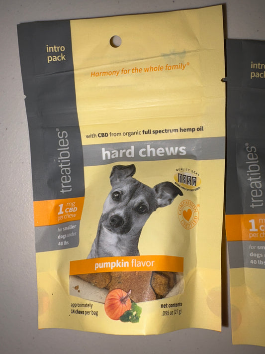 Treatibles, 1 mg CBD Hemp Pumpkin Chews for Dogs (14 chews)