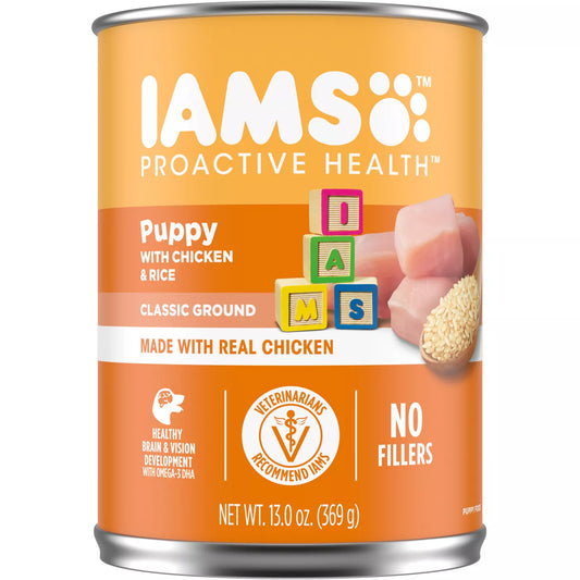 AMS Proactive Health Puppy Wet Dog Food Ground with Chicken and Rice, 13 oz.