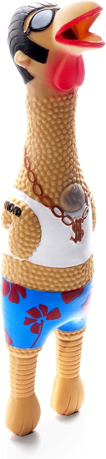 Outward Hound Squawkers Earl Latex Rubber Chicken Interactive Dog Toy, Large