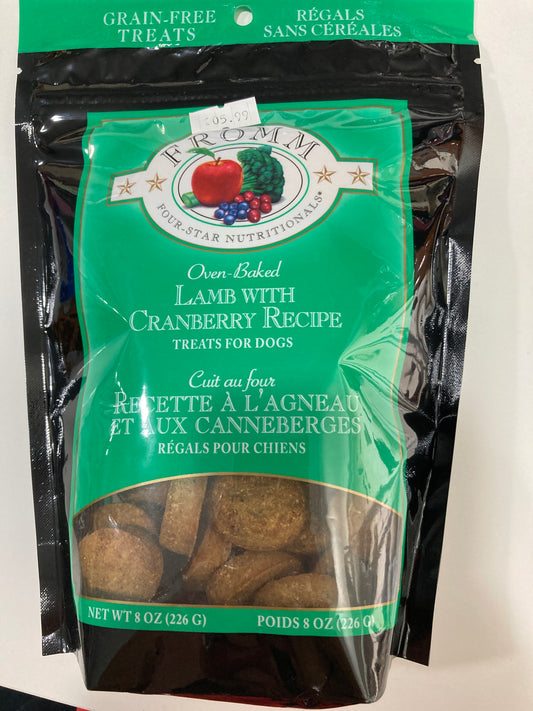 Fromm Four-Star Nutritionals Lamb with Cranberry Dog Treats - Premium Oven Baked Dog Snacks - Lamb Recipe - 8 oz