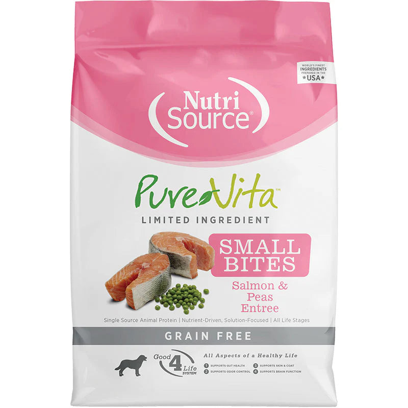 Nutrisource Pure Vita Small Bites Salmon & Peas Entree Grain Free Dog Food - 5lb
