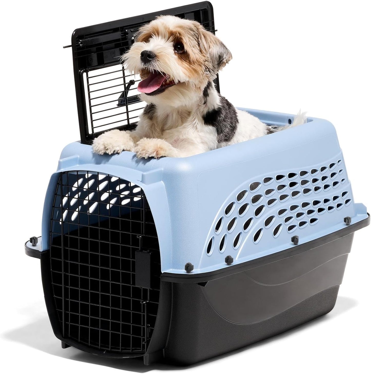 Petmate Two-Door Small Dog Kennel & Cat Kennel, Top Loading or Front Loading Pet Carrier, Made with Recycled Materials, 24 inches in Length For Pets up to 15 Pounds, Made in USA