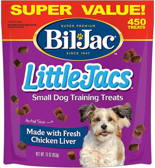 Bil-Jac Little Jacs Small Dog Training Treats - Soft Chicken Liver Dog Treats for Puppy Rewards - Real Chicken, No Fillers, 16oz Resealable Double Zipper Pouch