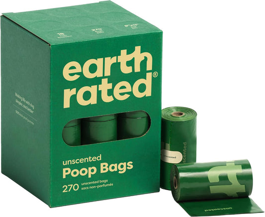 Earth Rated Dog Poop Bags, Guaranteed Leak Proof and Extra Thick Waste Bag Refill Rolls For Dogs, 270 Count