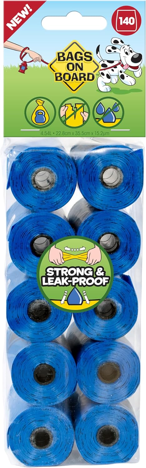 Dog Poo Bags | Strong, Leak Proof Dog Waste Bags | 140 Blue Bags