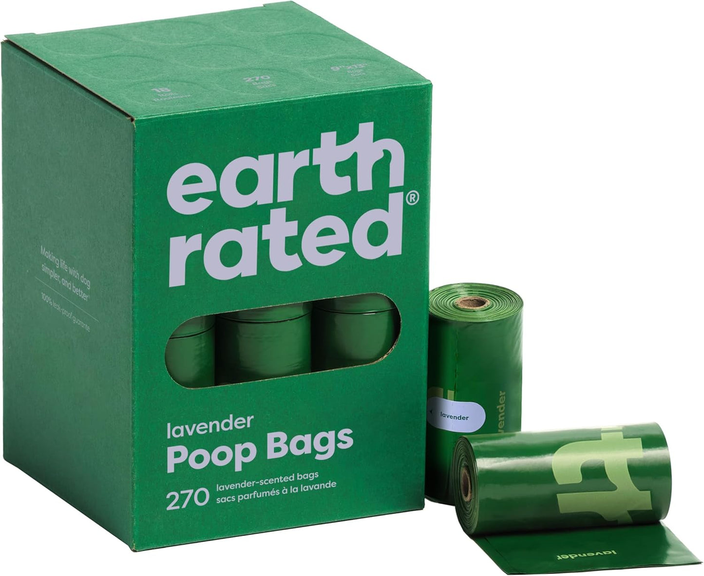 Earth Rated Dog Poop Bags, Guaranteed Leak Proof and Extra Thick Waste Bag Refill Rolls For Dogs, 270 Count
