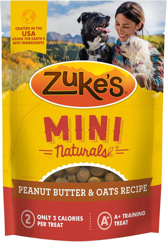 Zuke’s Mini Naturals Soft Chewy Dog Treats For Training Pouch, Natural Treat Bites With Peanut Butter And Oats - 6 oz. Bag