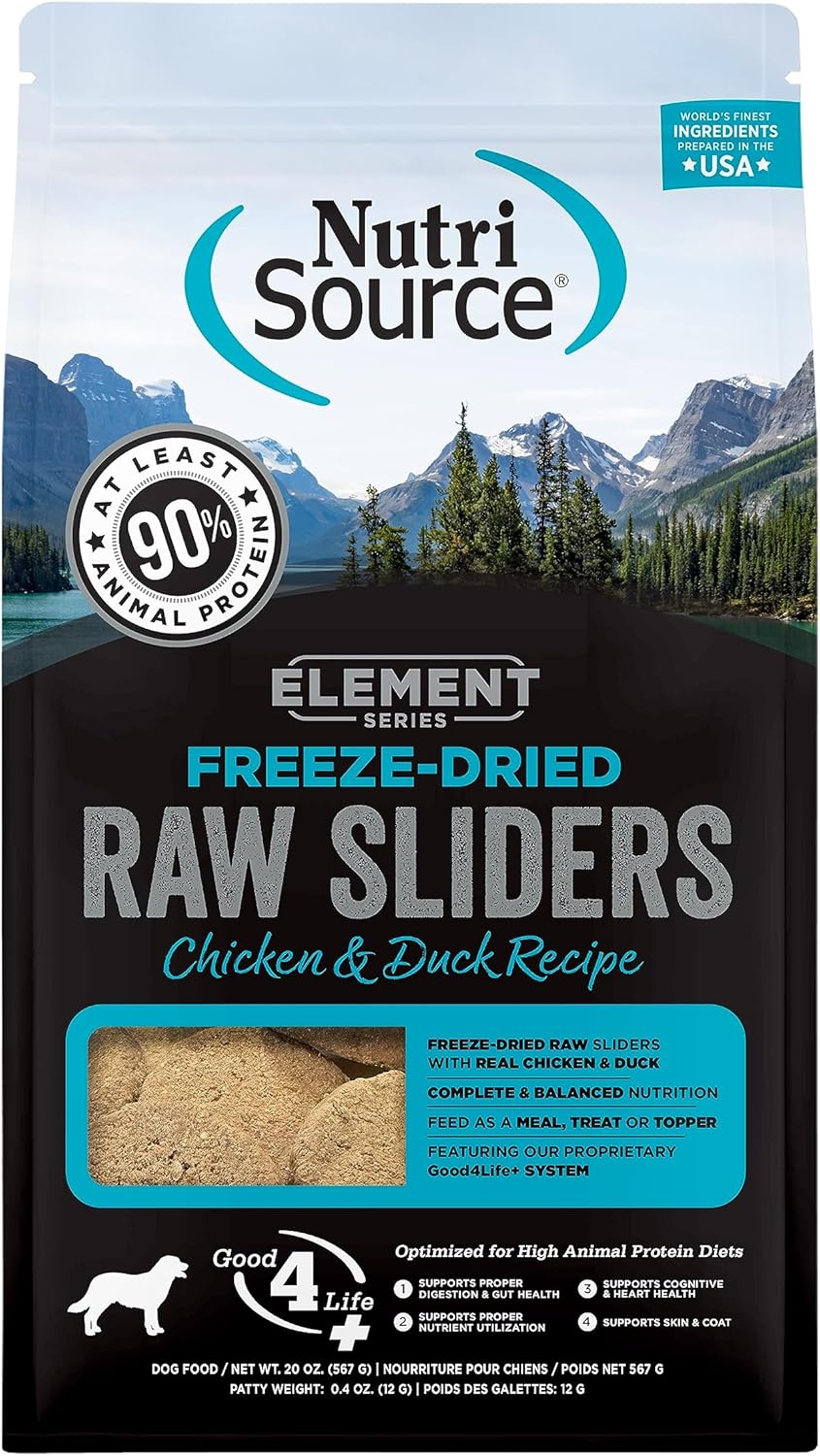 NutriSource Element Series Chicken and Duck Freeze Dried Raw Sliders, 20 Ounce