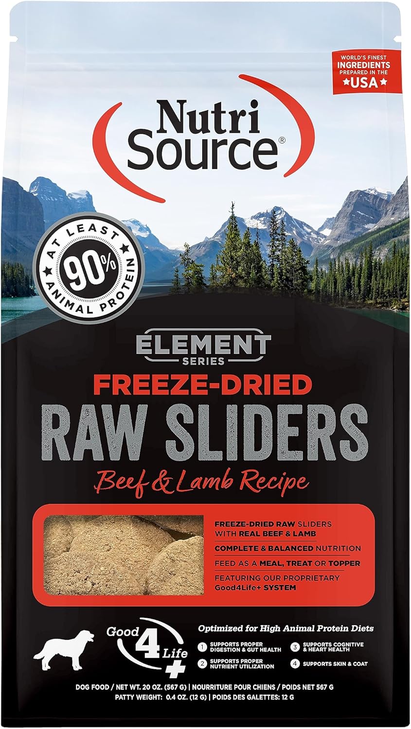 NutriSource Element Series Beef and Lamb Freeze Dried Raw Sliders, 20 Ounce
