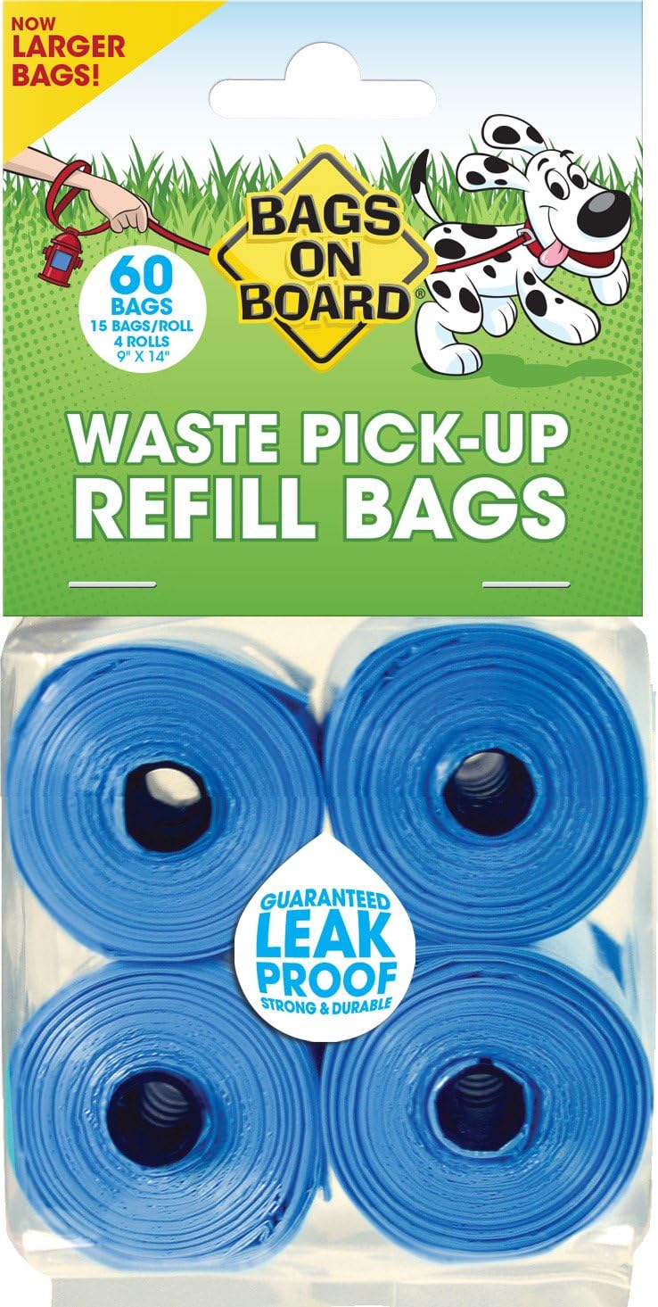 Dog Poop Bags | Strong, Leak Proof Dog Waste Bags | 9 x14 Inches, 60 Blue Bags