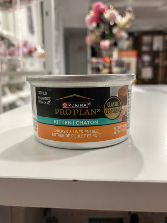 Purina Pro Plan Wet Kitten| Chaton Cat Food, Chicken & Liver Entree - Classic 3 oz.