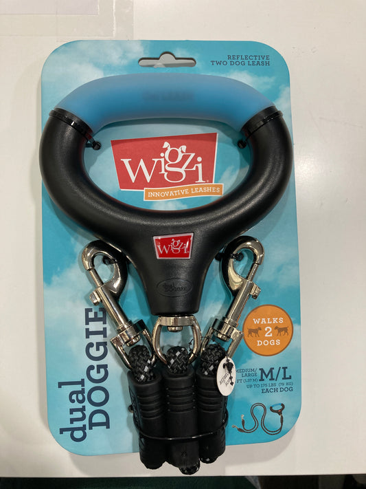 Wigzi Innovative Leashes Dual Doggie medium/large 4.5ft Reflective Two Dog Leash