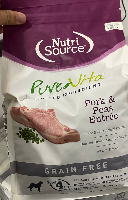 Pure Vita Grain Free Pork & Pea Dry Dog Food - 5lbs