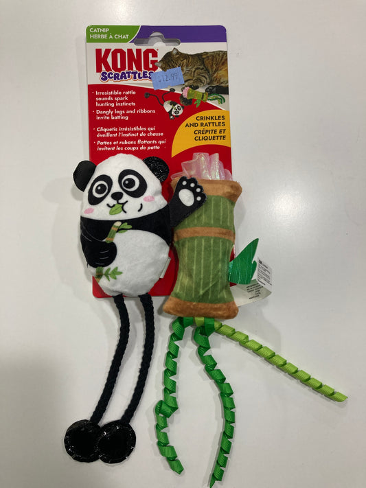 KONG Scrattles Panda Cat Toy – Crinkly, Rattling Cat Toys with Catnip – Interactive Plush Toys for Batting and Hunting Play 2-pack