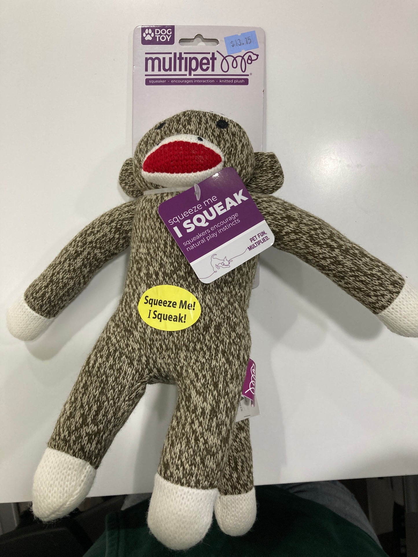Multipet Sock Monkey Plush Dog Toy