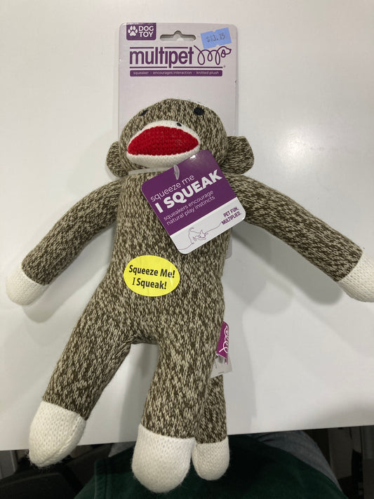 Multipet Sock Monkey Plush Dog Toy