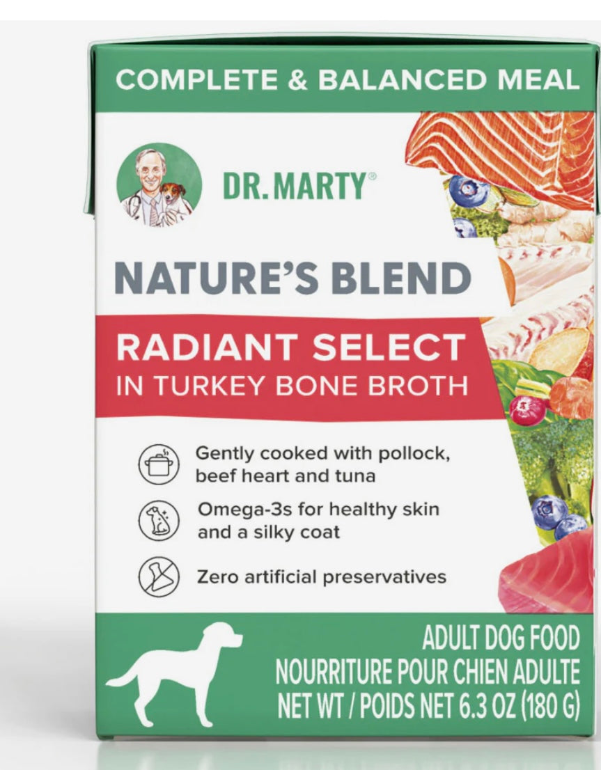Dr. Marty Nature's Blend Radiant Select Adult Dog Food (6.3 oz) -
[Turkey Bone Broth] - Case of 12