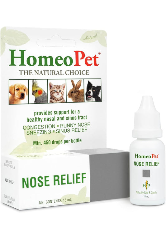 HomeoPet Nose Relief, Safe and Natural Nasal and Sinus Medicine for Cats, Dogs, and Other Small Animals, Pet Congestion Medicine, 15 Milliliters