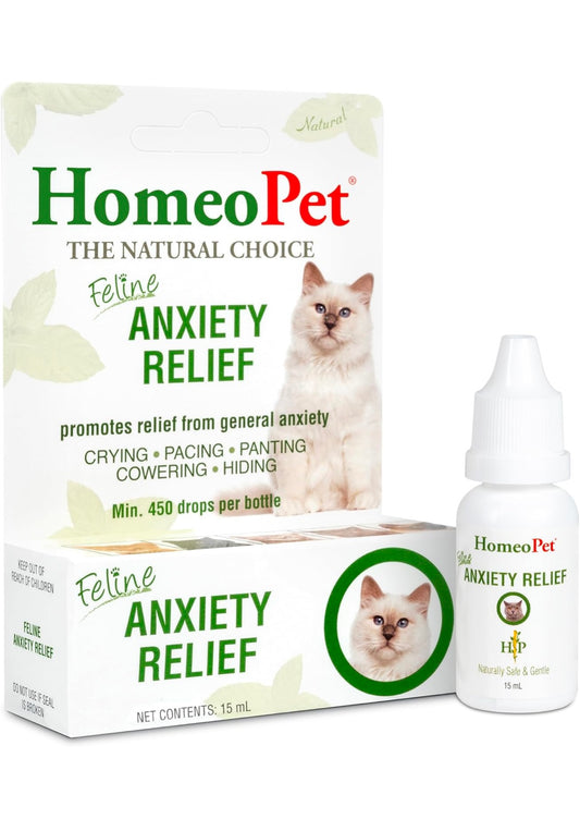 HomeoPet Feline Anxiety Relief, Natural Stress and Anxiety Support, Anxiety Supplement for Cats, 15 Milliliters