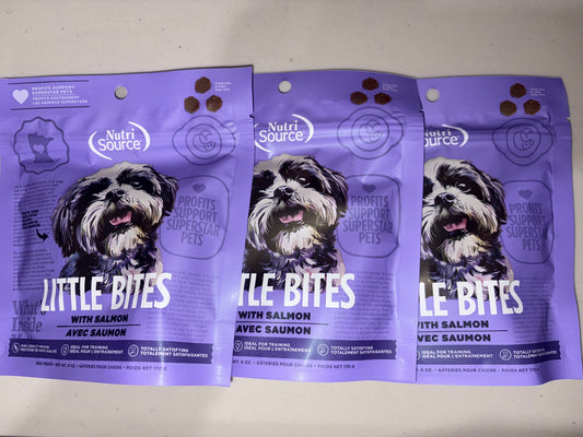 NutriSource Little Bites Salmon Dog Treats 6oz - PACK WITH 03