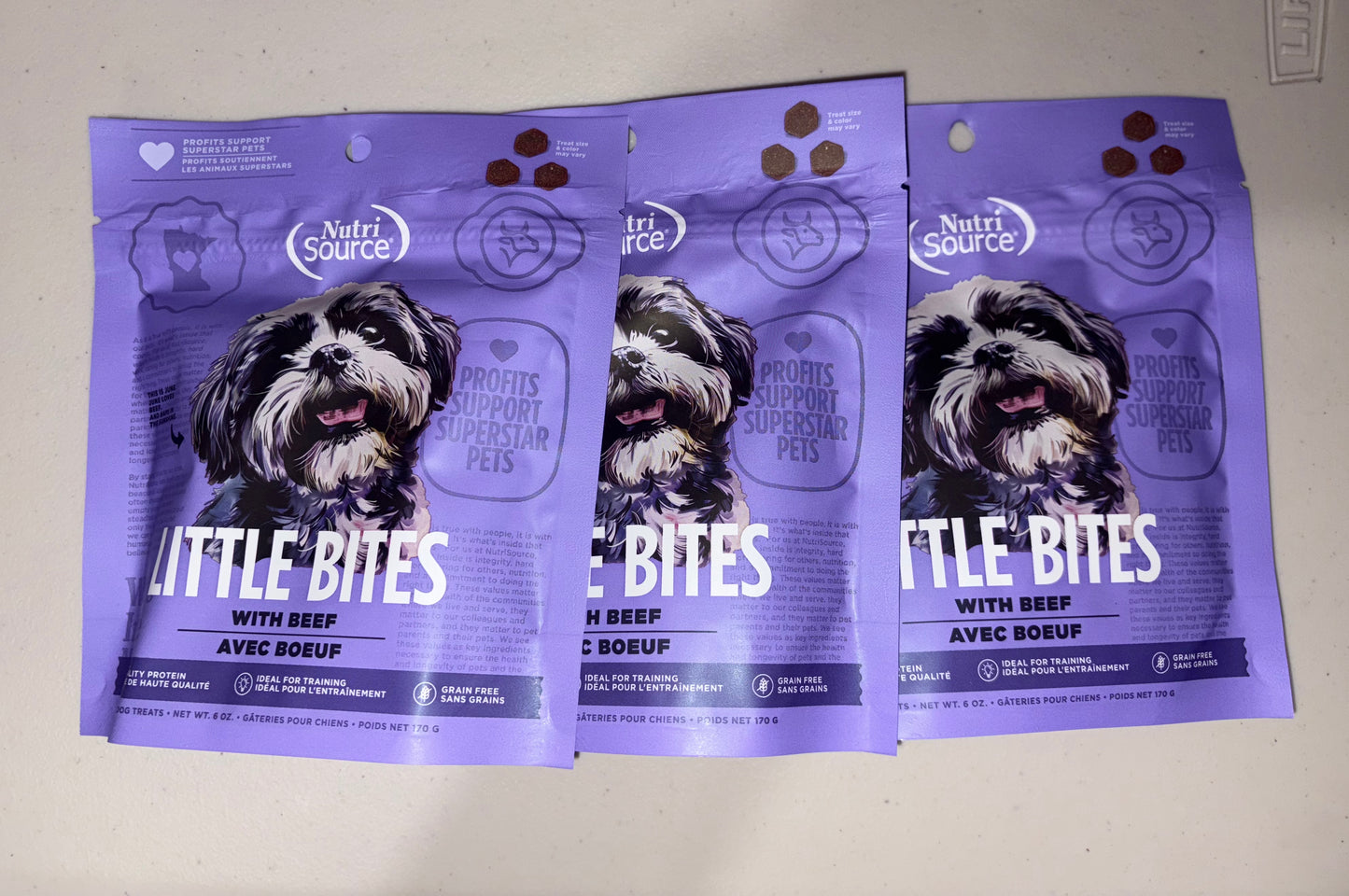 NutriSource Little Bites Beef Dog Treats 6oz - PACK WITH 03