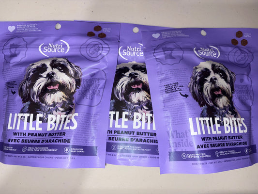 NutriSource Little Bites Peanut Butter Dog Treats 6oz - PACK WITH 03