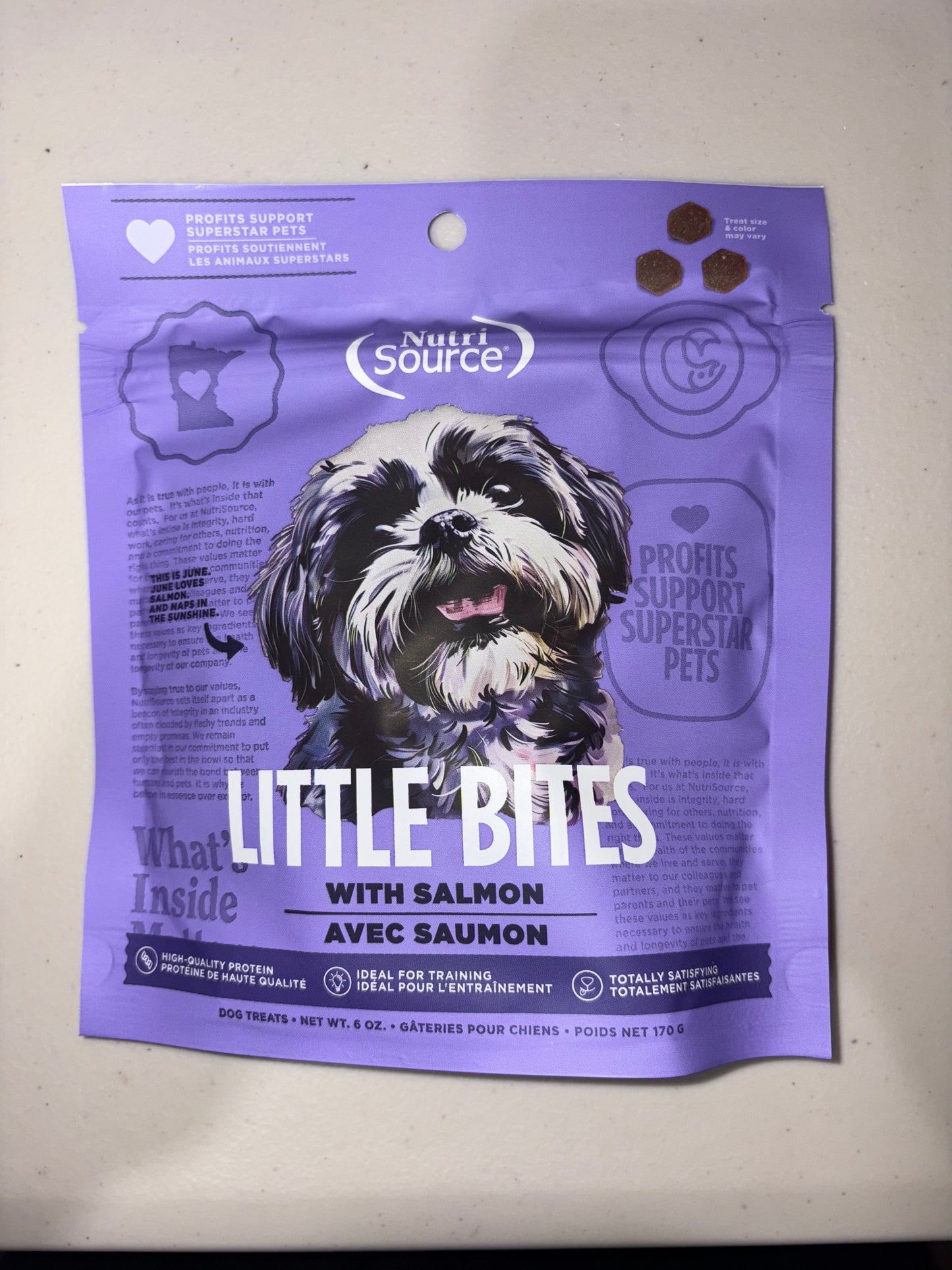 NutriSource Little Bites Salmon Dog Treats 6oz - PACK WITH 03