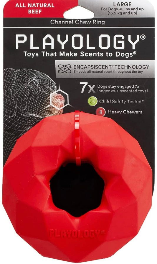 Playology Beef Scent Channel Chew Ring Dog Toy,Large Breeds