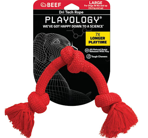 Playology Dri-Tech Rope Beef Dog Toy, Large