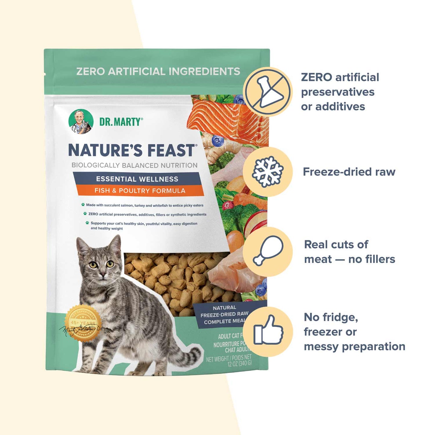 Dr. Marty Nature's Feast Essential Wellness Cat Food Fish and Poultry Formula - 5.5oz bag