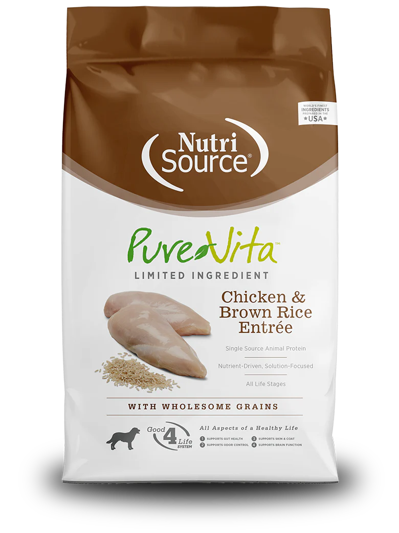 NutriSource Pure Vita, Chicken and Brown Rice, Dry Dog Food, 4lbs