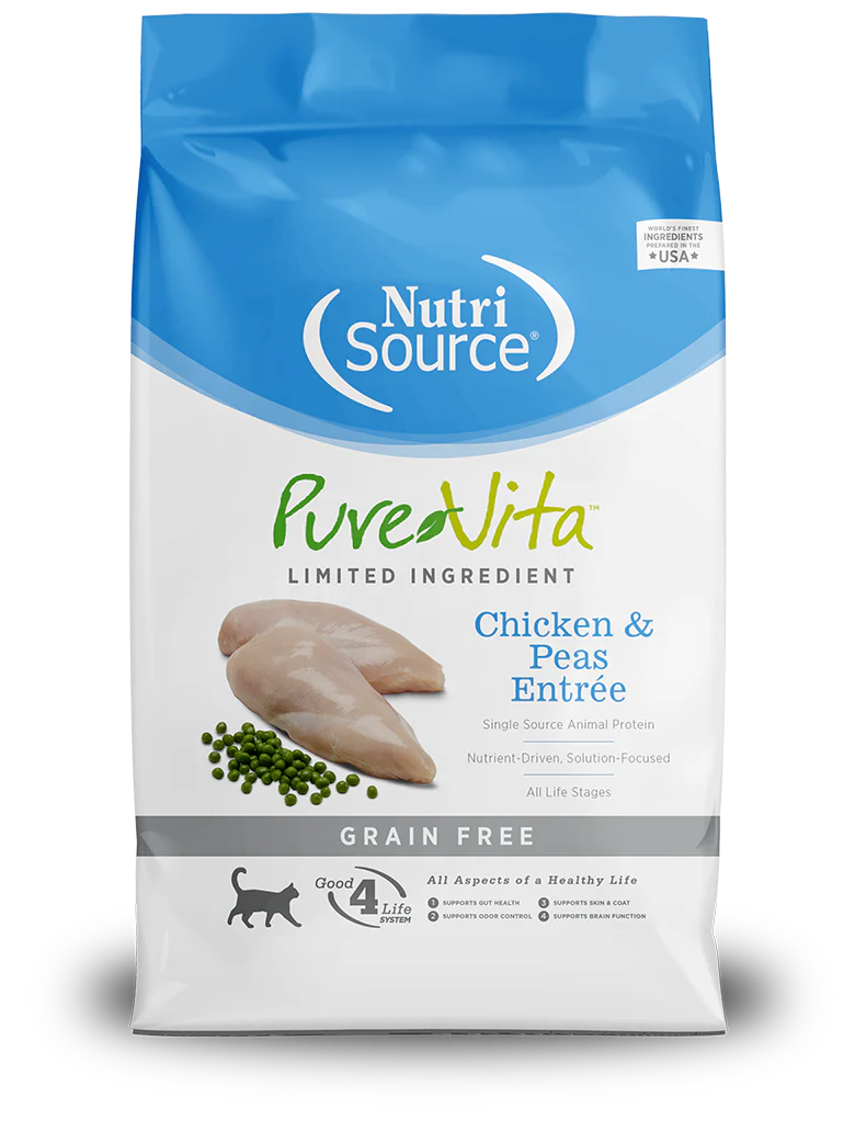 PureVita, Grain Free Chicken & Peas Entree Dry Cat Food, 4lbs