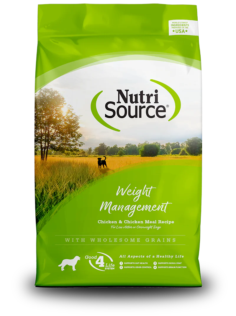 NutriSource, Weight Management Chicken & Chicken Meal Recipe with Wholesome Grains Dry Dog Food, 4lbs