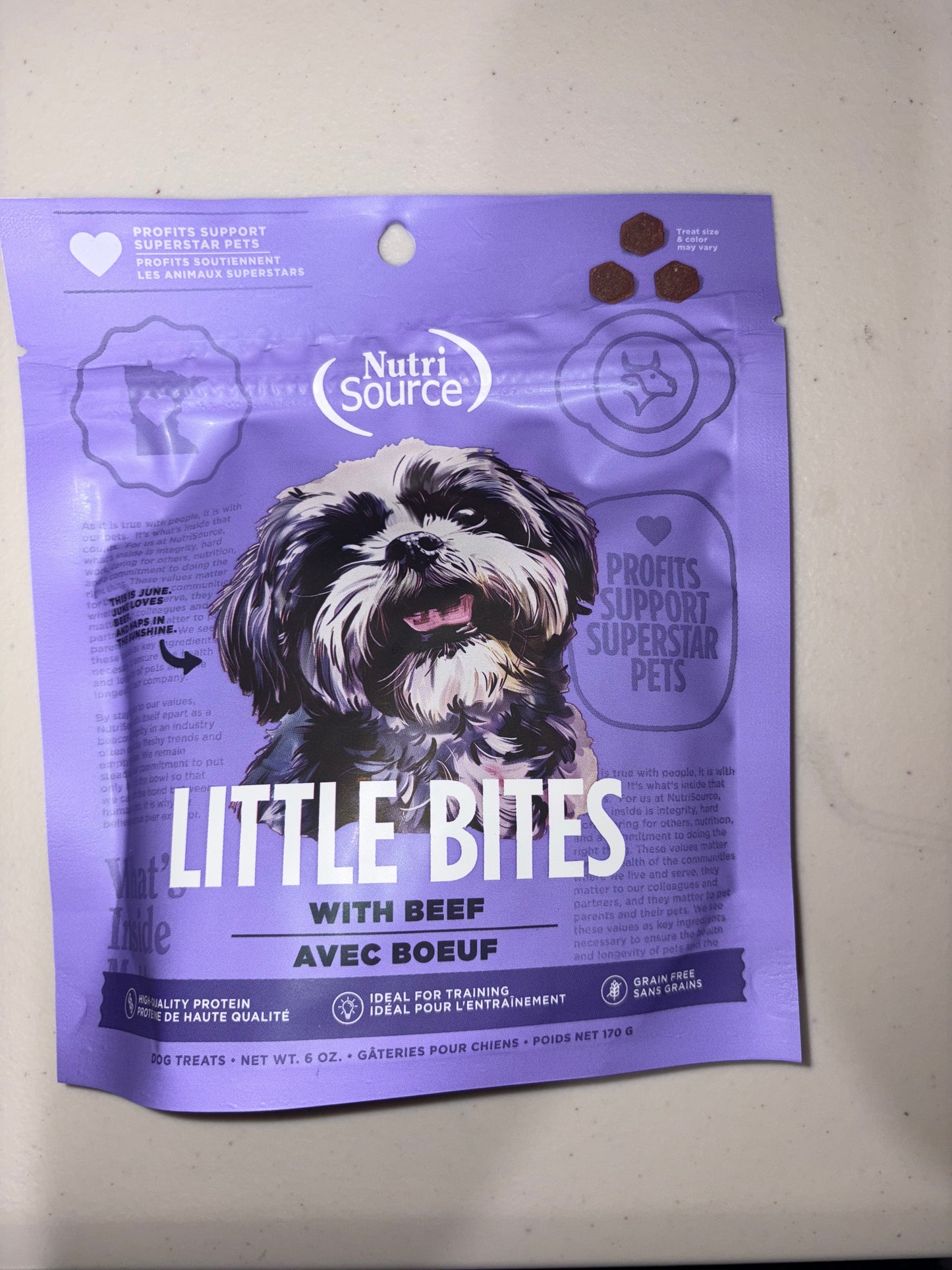 NutriSource Little Bites Beef Dog Treats 6oz - PACK WITH 03